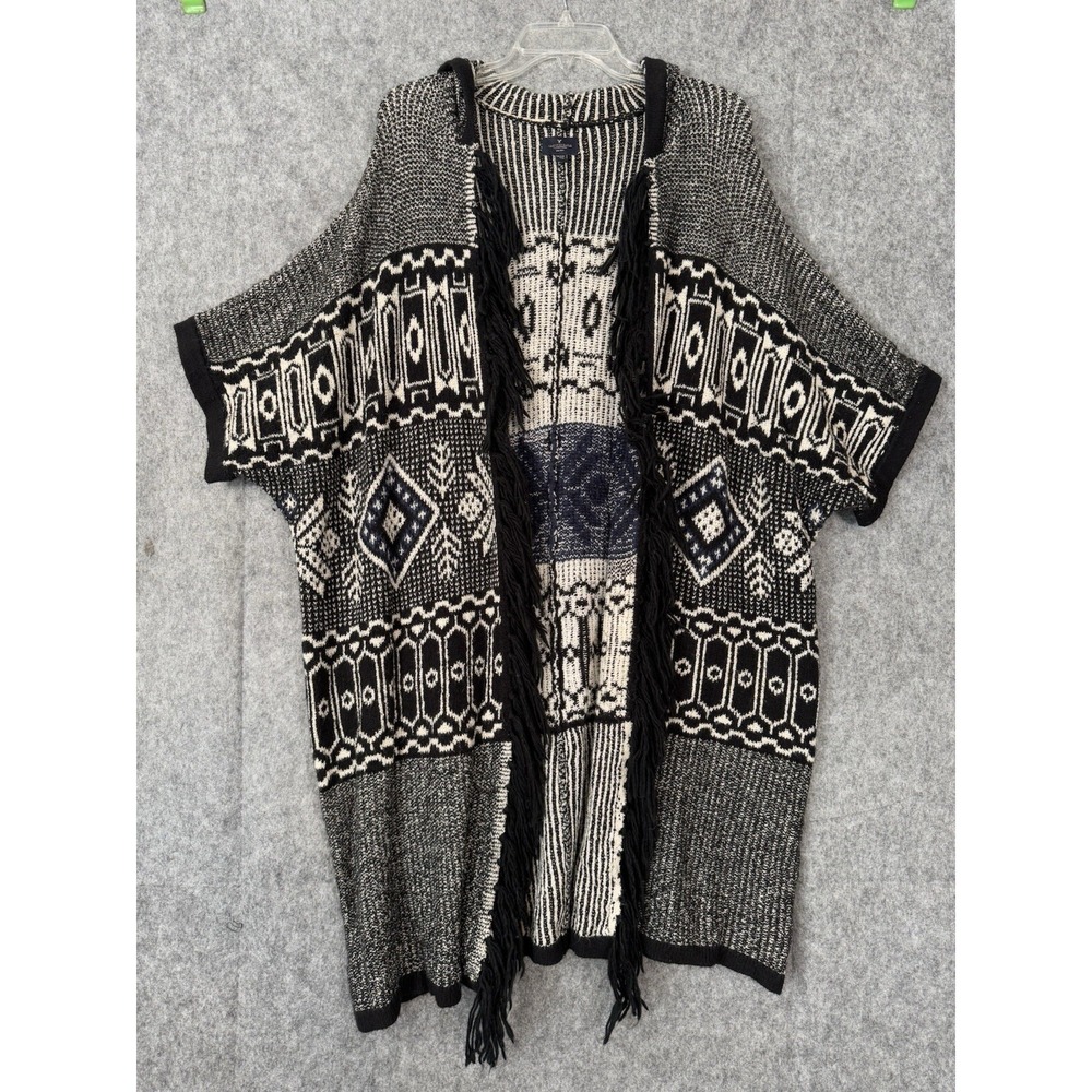 American Eagle Cardigan Sweater Knit kimono Women One size Fringed Boho‎ Aztec